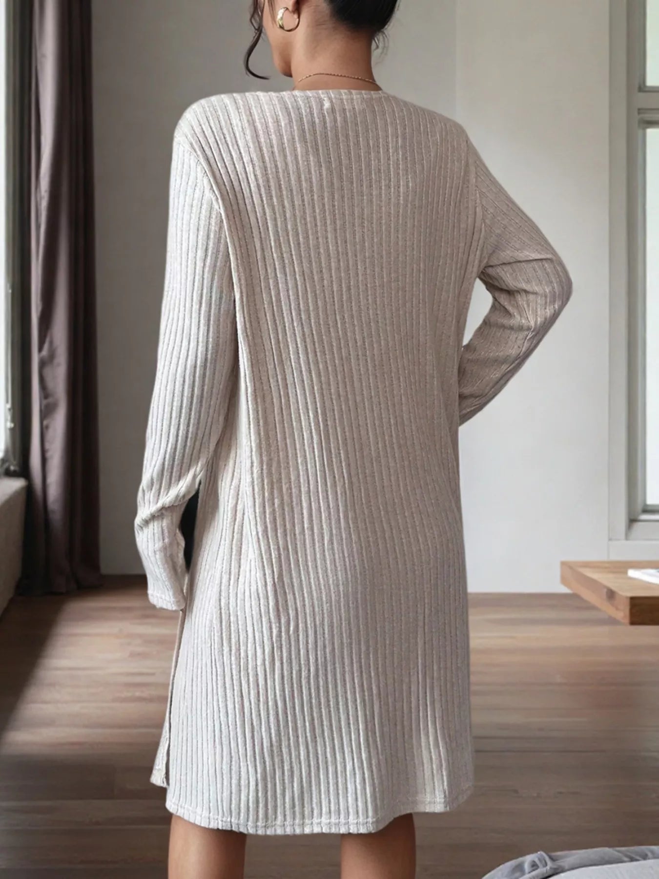 Ribbed Knit Tank Dress and Cardigan Set