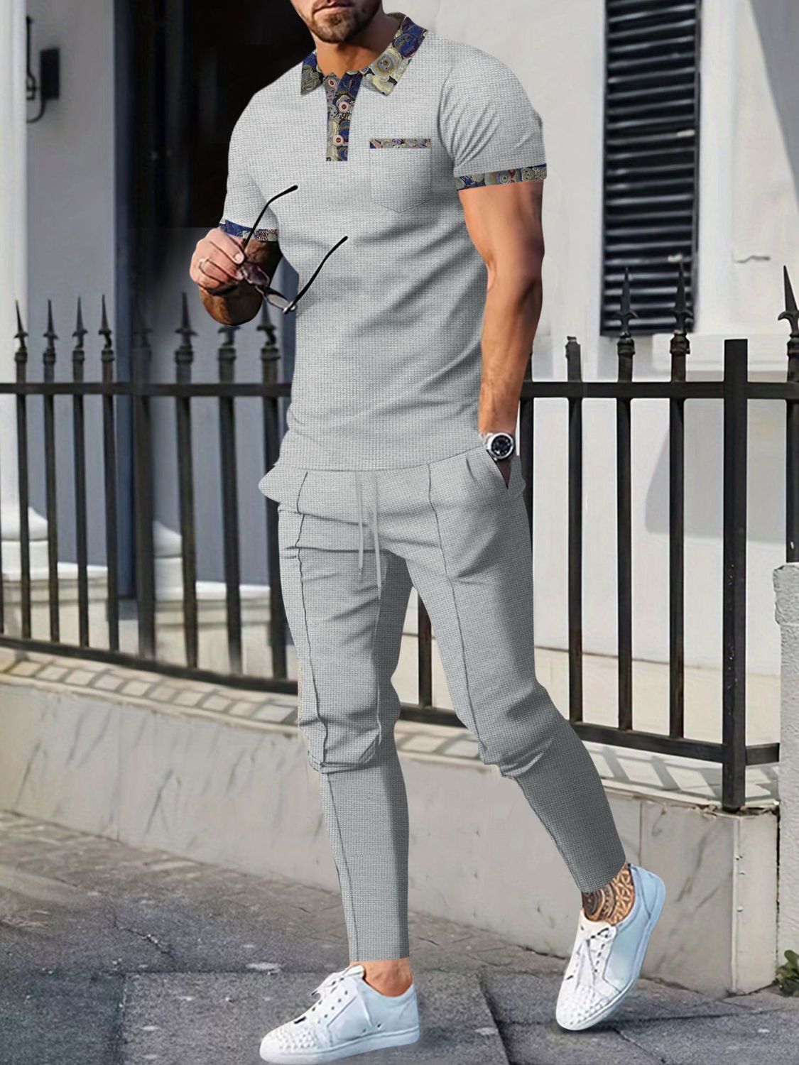 Men's Full Size Polo and Pants Set