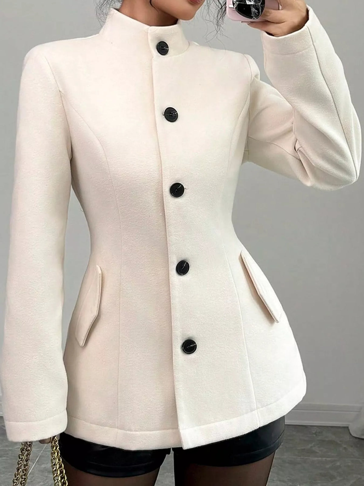 Stand-collar single-breasted jacket, view 4