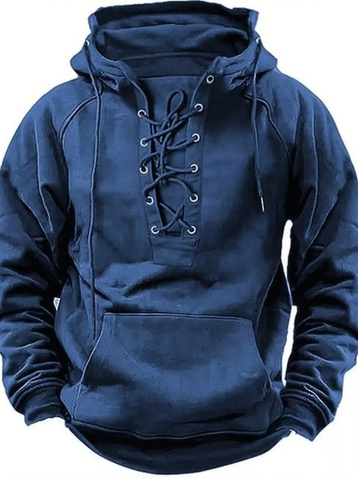Men's Plus Size Lace Up Raglan Sleeve Hoodie