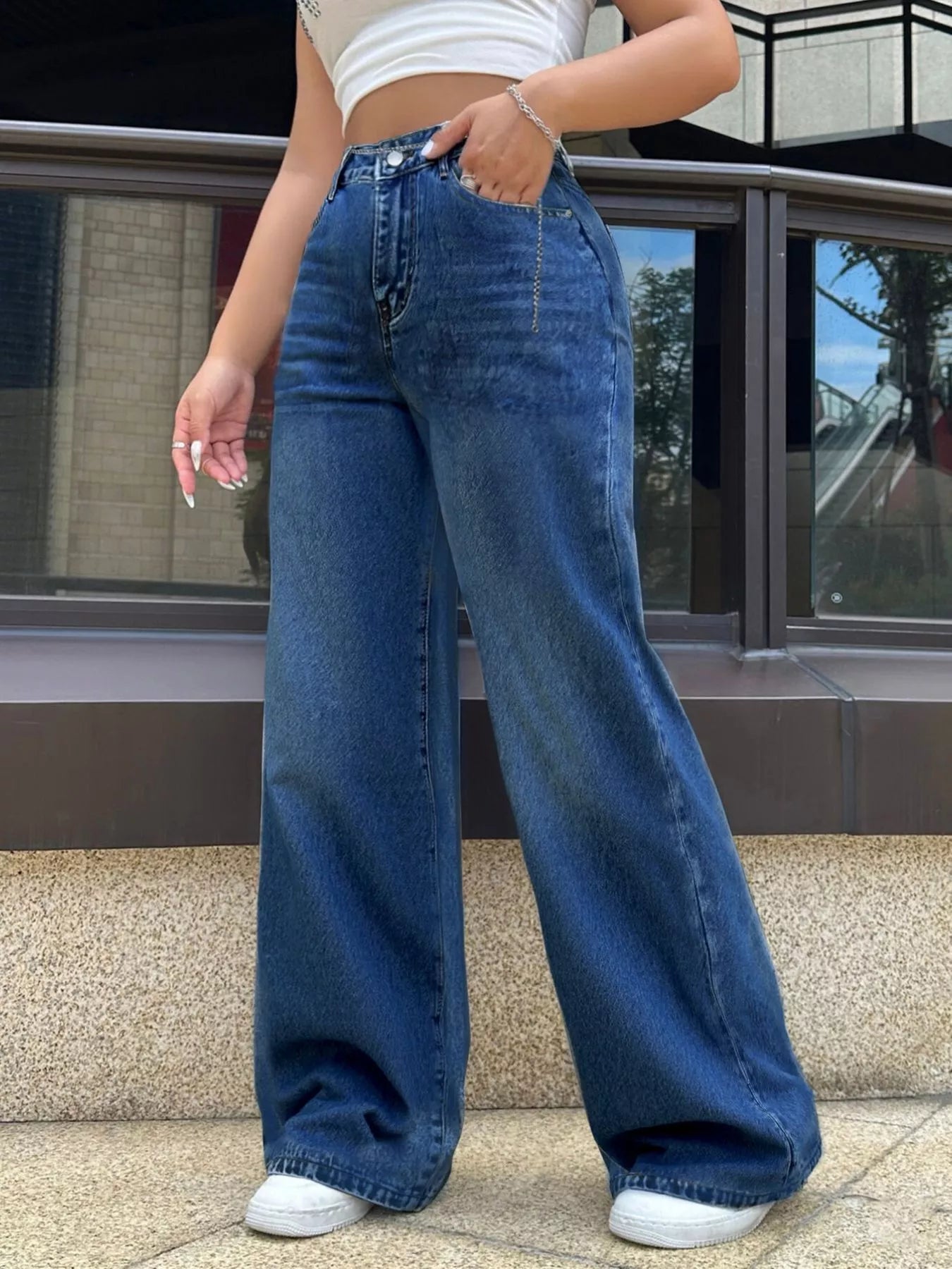 High-Waisted Wide Leg Jeans