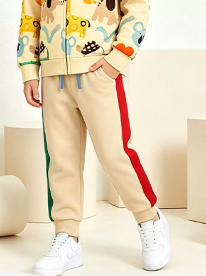 Kid's Cartoon Print Zip-Up Hoodie & Pants Set