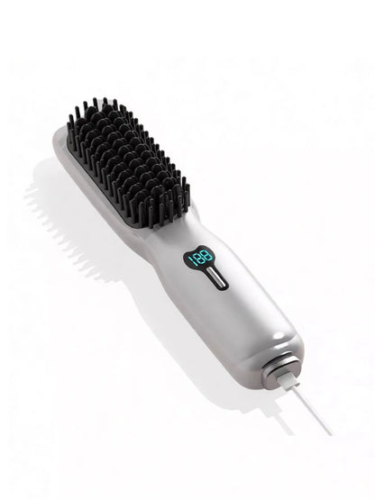 2-in-1 Mini Wireless Ionic Brush Hair Straightening Comb