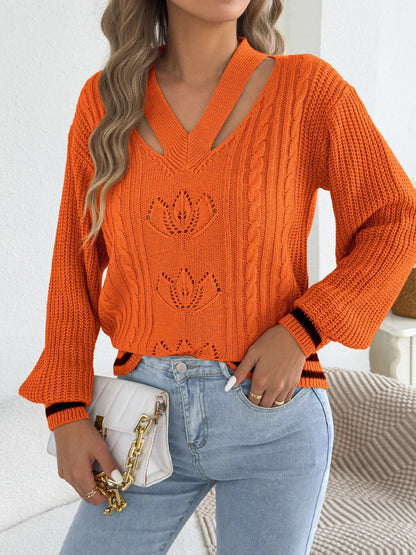 Cutout Cable Knit Sweater