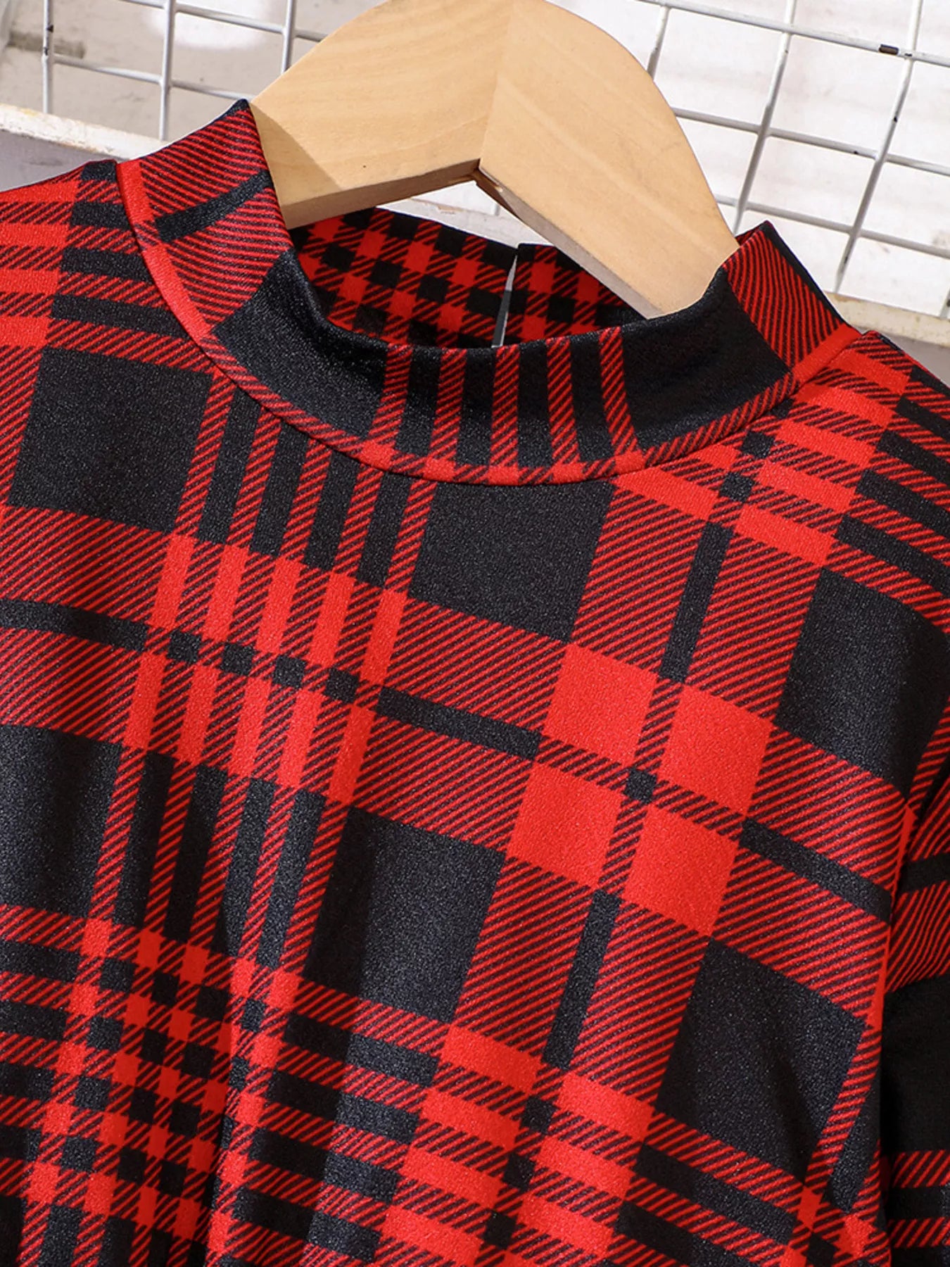 Children's Plaid Print Long Sleeve Dress