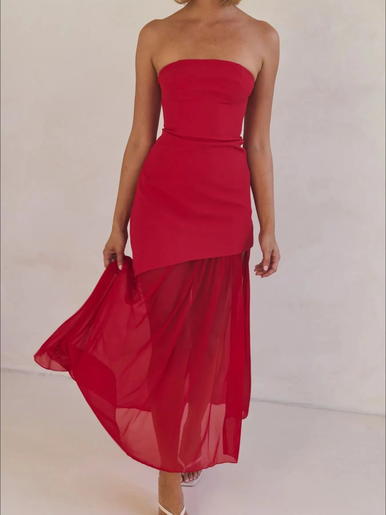 Layered Slit Tube Maxi Dress