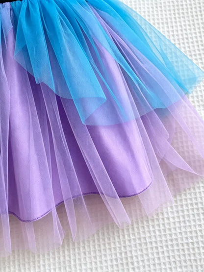 Children's Halloween Skeleton Graphic Tulle Tutu Dress