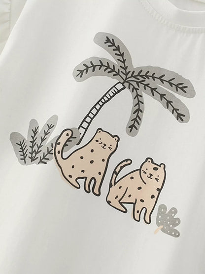 Children's Cute Animal Graphic Tee and Shorts Set