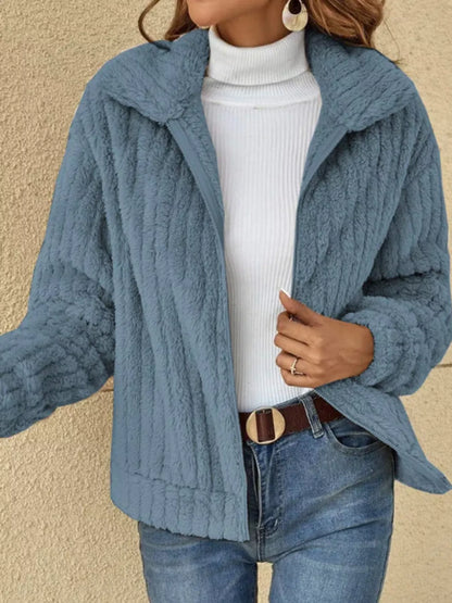Full Size Faux Fur Zip-Up Outerwear Plus Size