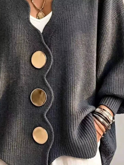 Plus Size Scalloped-Edge Oversized Cardigan