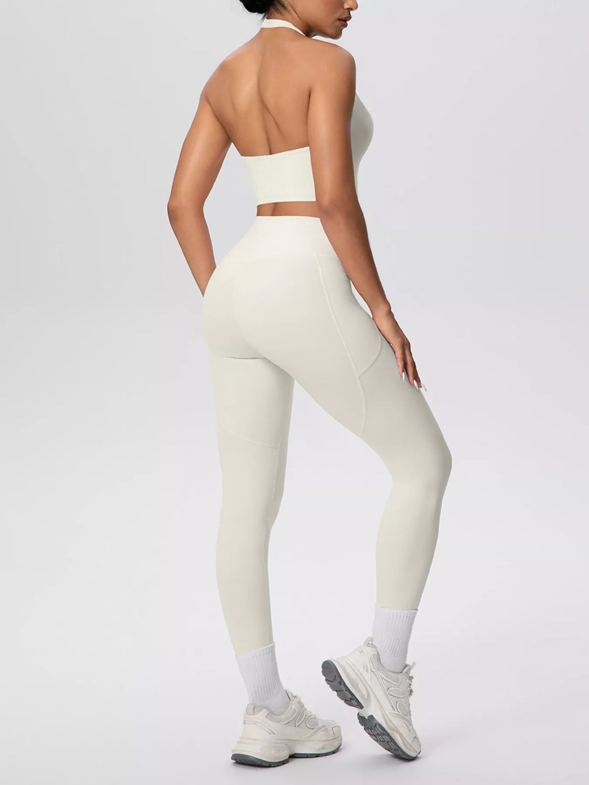 Halter Neck Crop Top & High-Waisted Leggings Set