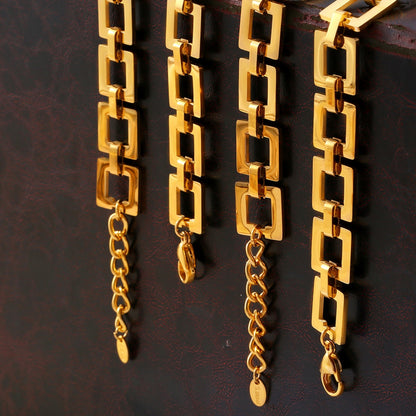 Titanium Steel Hollow Square Chain Bracelet - MONLANE