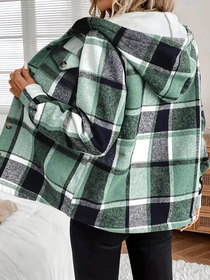 Fleece-lined plaid shacket, view 3