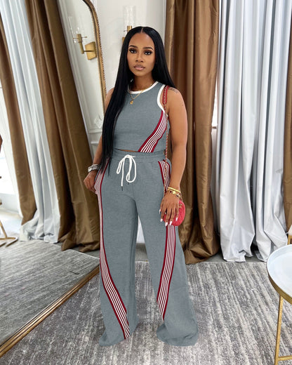 Wide Leg Two-Piece Pants Set