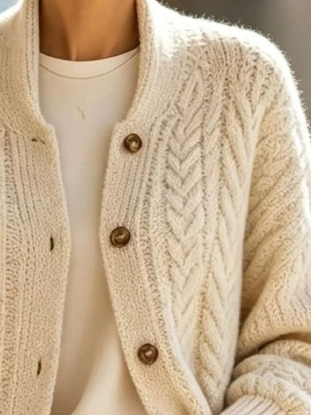 Plus size cable knit cardigan, view 2
