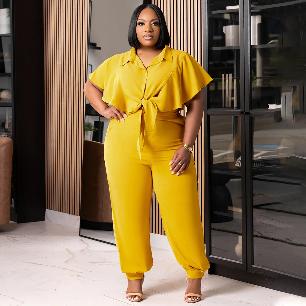 Fashionable Casual Plus Size Two-Piece Set
