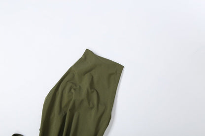 Hanging neck tie solid color exposed backpack hip dress