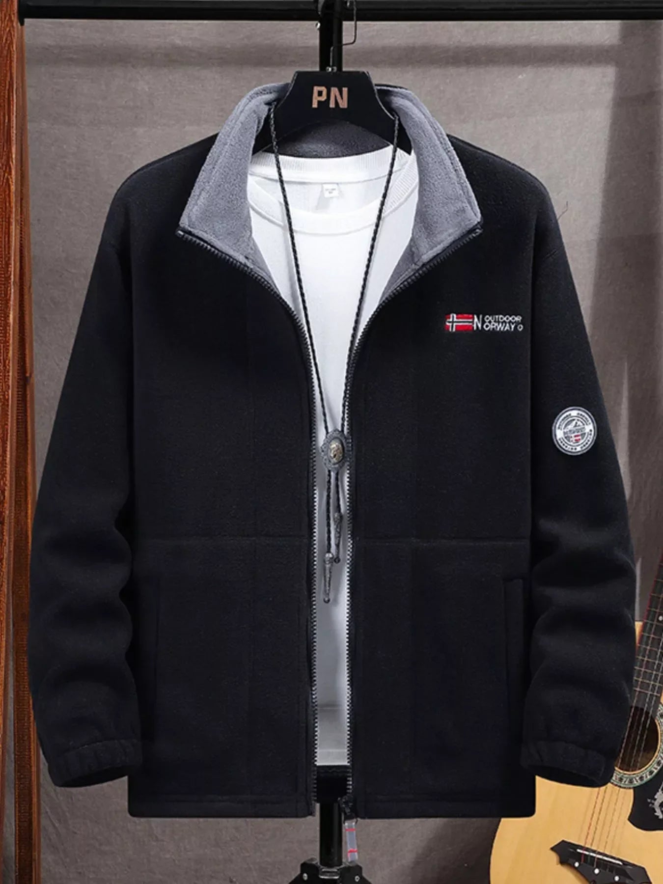 Men's Zip Up Fleece Jacket Plus Size