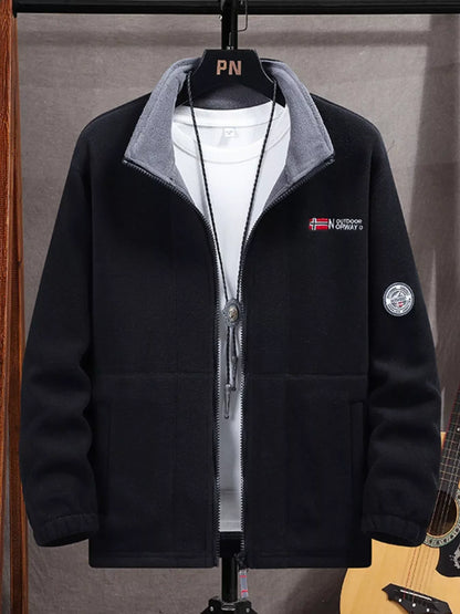 Men's Zip Up Fleece Jacket Plus Size