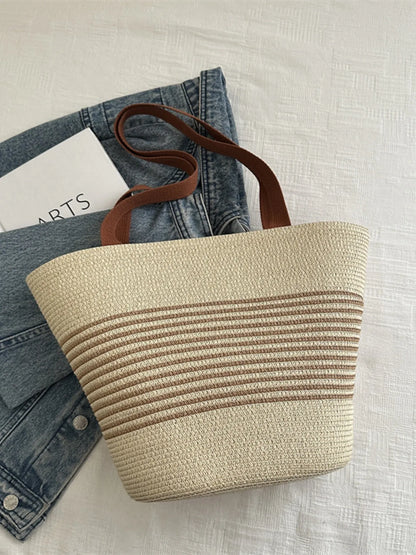 Striped Woven Tote Bag