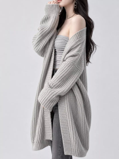 Longline Chunky Knit Cardigan with Pockets for Fall