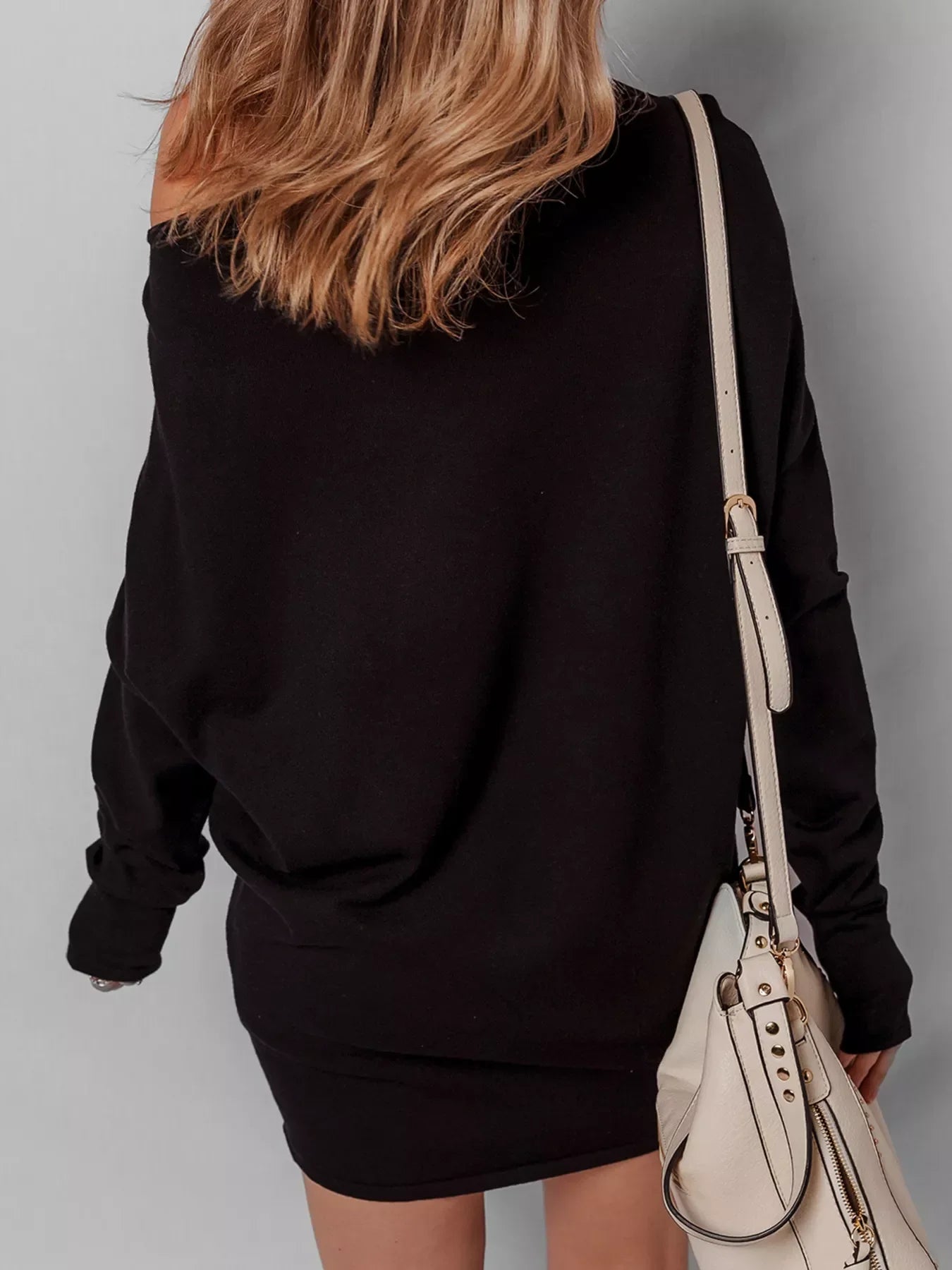 Asymmetric Batwing Sleeve Mini Sweater Dress