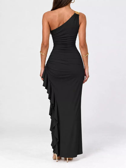 One-shoulder ruched maxi dress, view 10