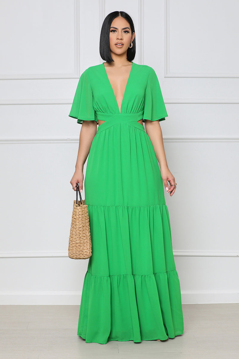 Chiffon low cut waist dress