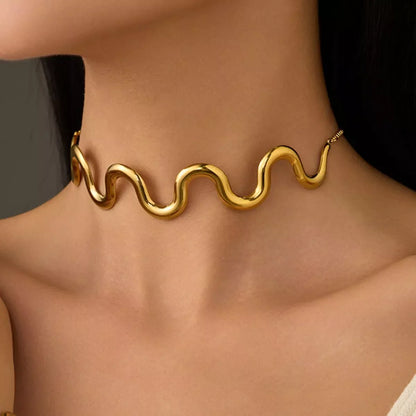 18K Gold-Plated Wave Necklace