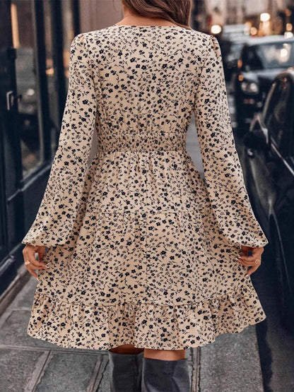 Long Sleeve Surplice A-Line Dress