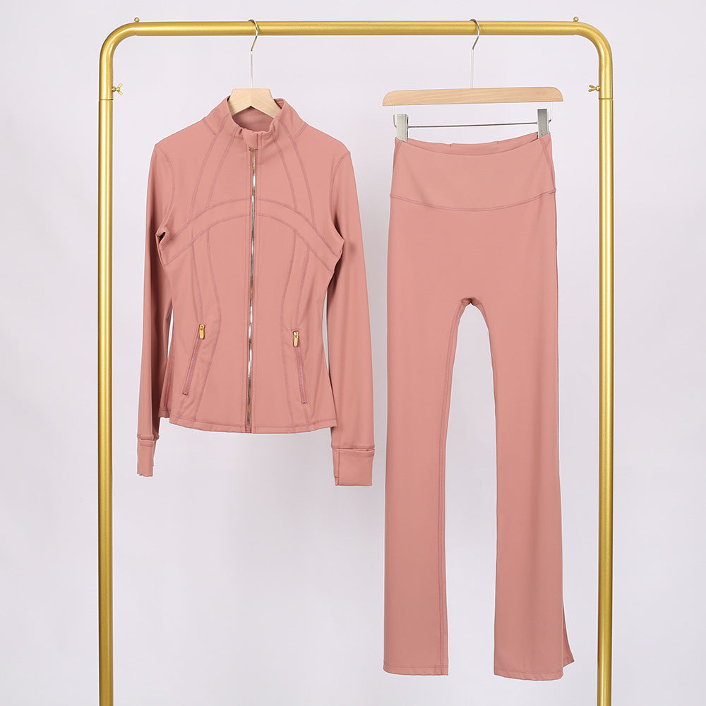 Golden zipper Slim fit yoga pants set