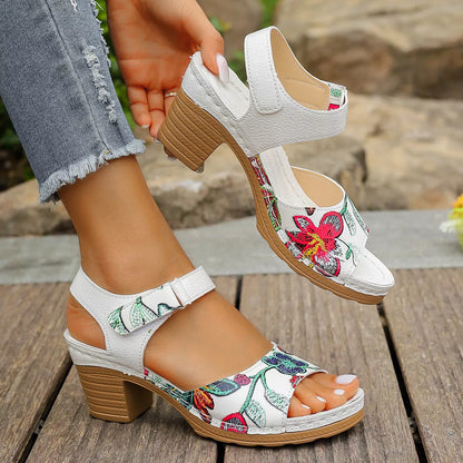 Open Toe Block Heels Sandals