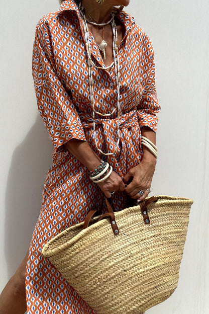 Printed Midi Shirt Dress