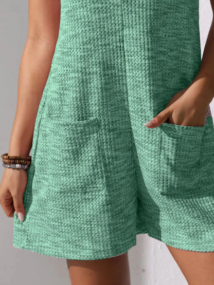 Full Size Button Front Romper with Pockets