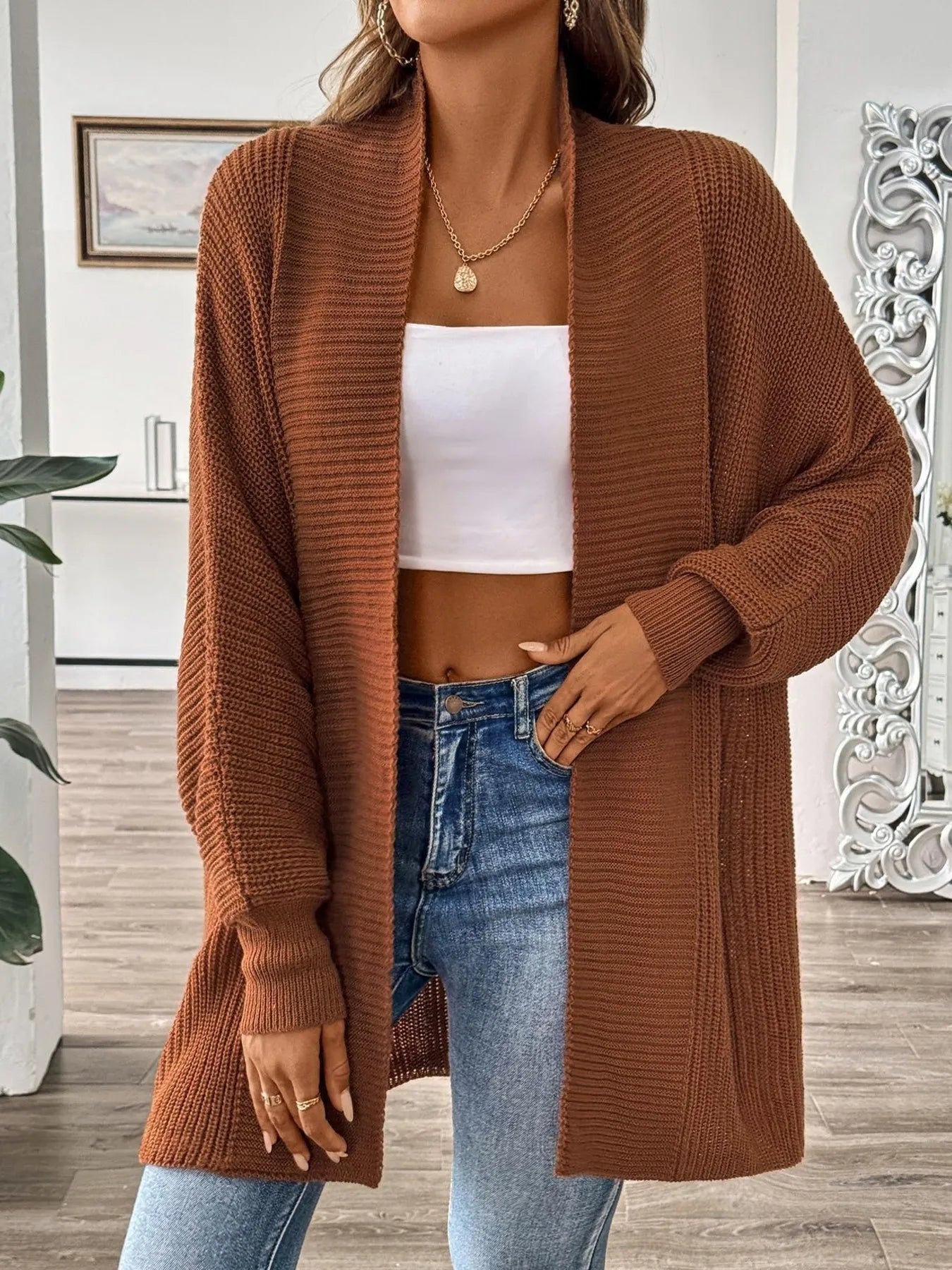 Oversized Knit Open Front Cardigan