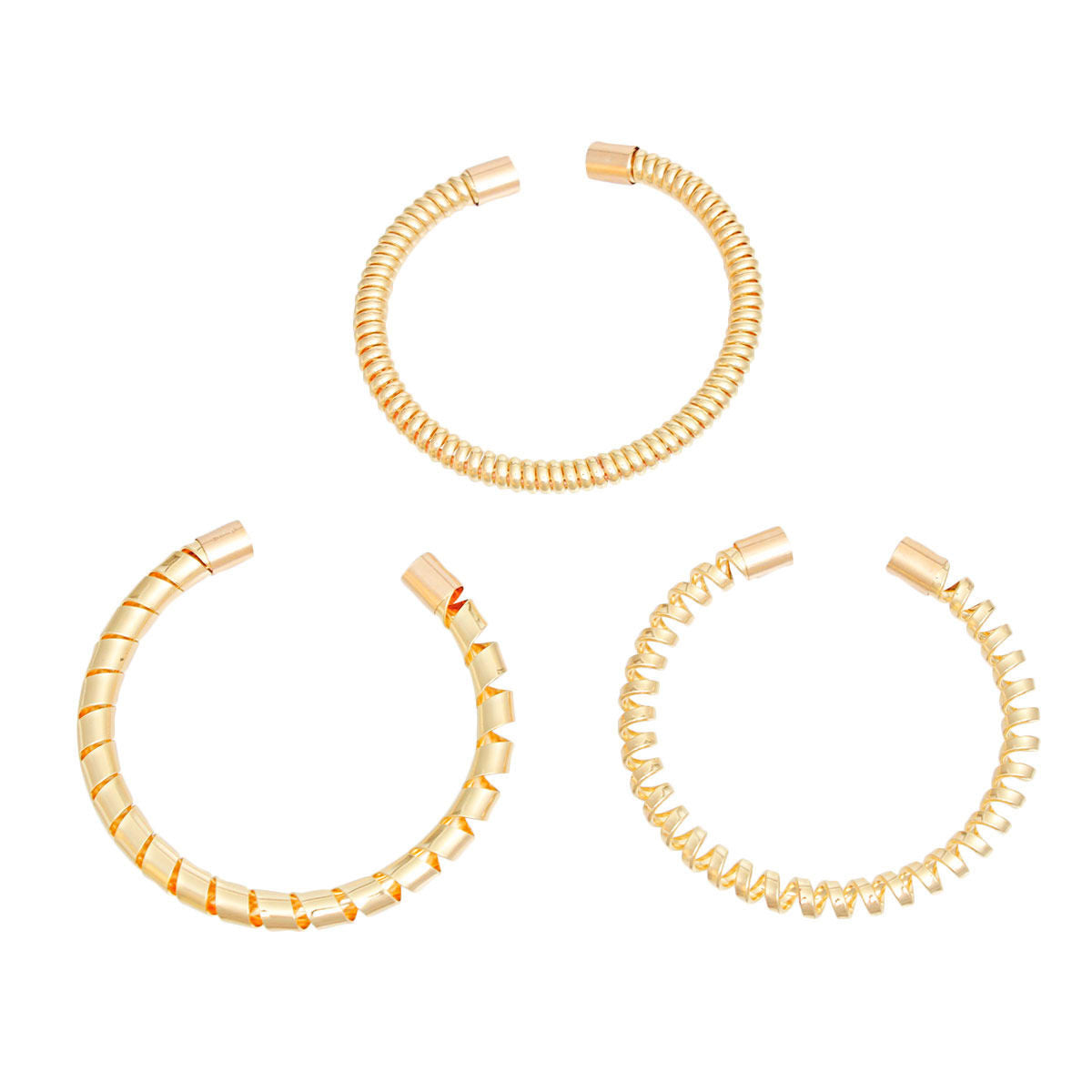 Bracelet Gold Coiled 3 Pcs Cuffs