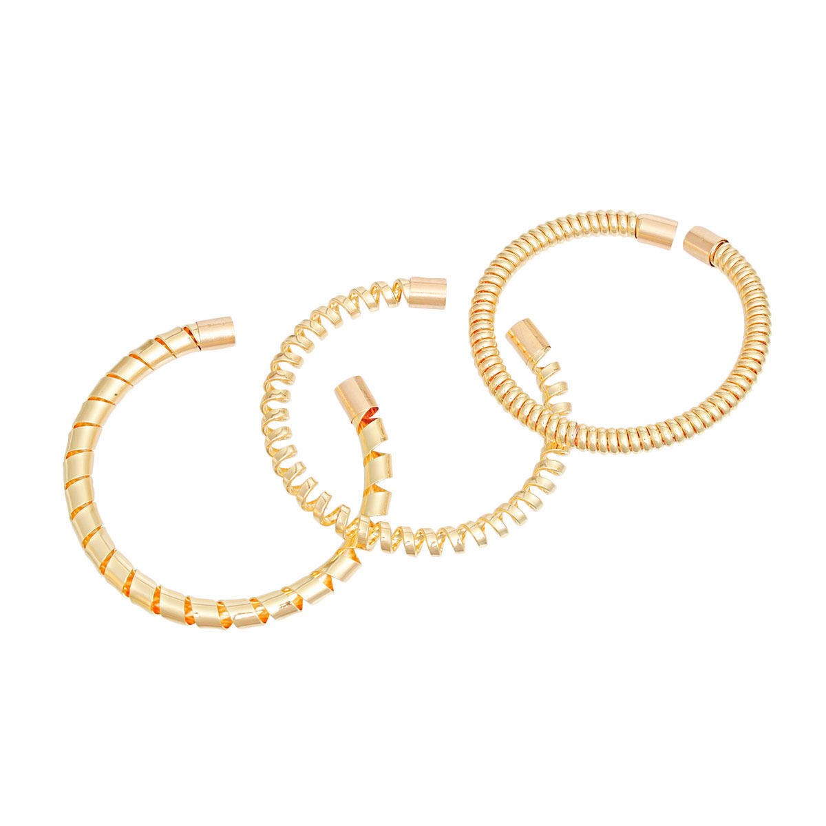 Bracelet Gold Coiled 3 Pcs Cuffs