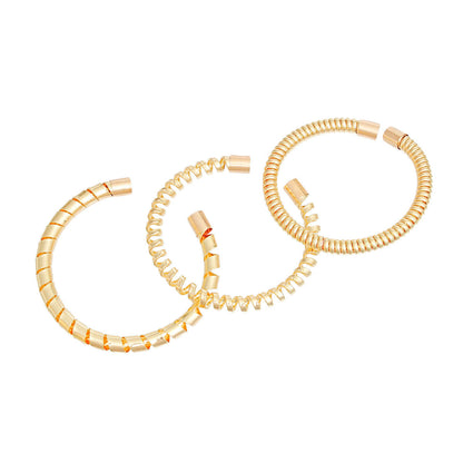 Bracelet Gold Coiled 3 Pcs Cuffs