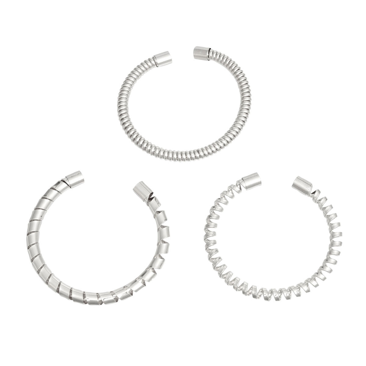 Bracelet Silver Coiled 3 Pcs Cuffs