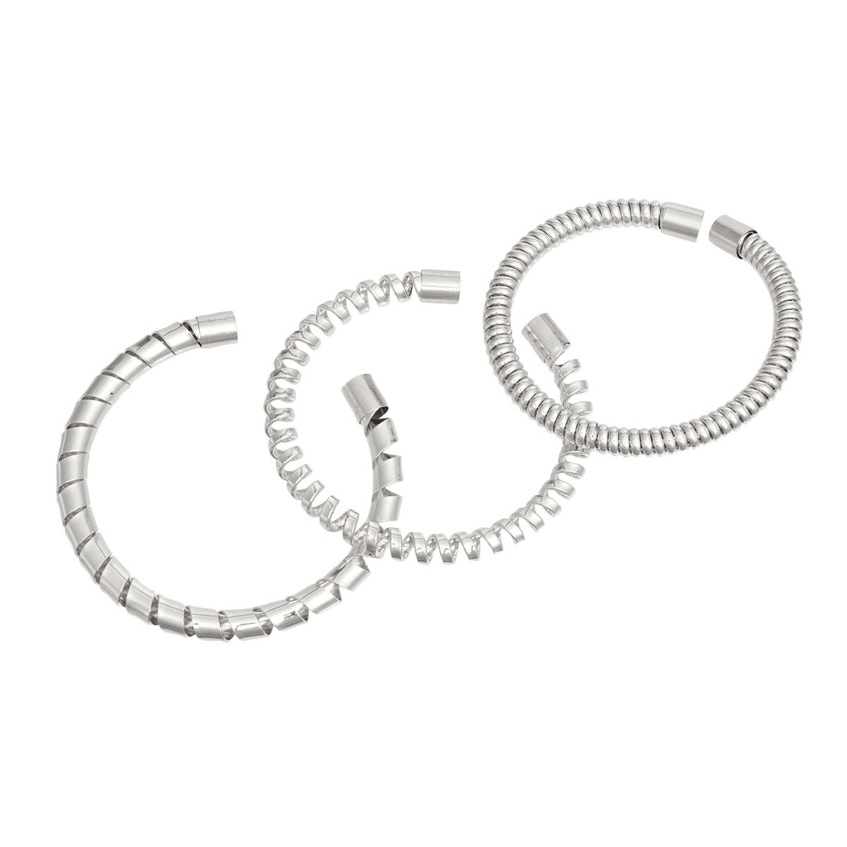 Bracelet Silver Coiled 3 Pcs Cuffs