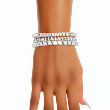 Bracelet Silver Coiled 3 Pcs Cuffs