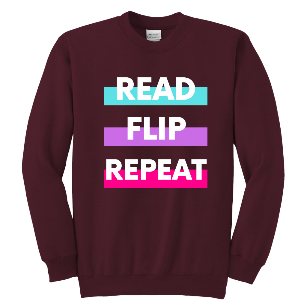 Read Flip Repeat Crewneck Sweatshirt Kids & Youth - MONLANE