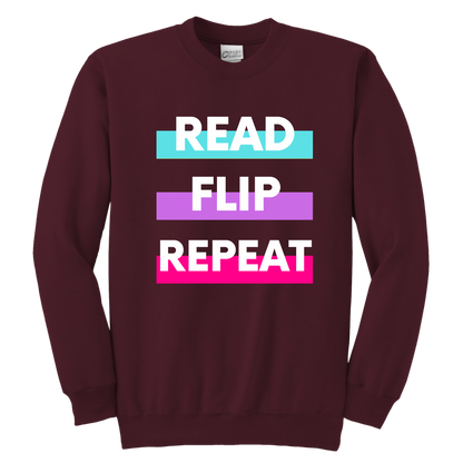 Read Flip Repeat Crewneck Sweatshirt Kids & Youth - MONLANE