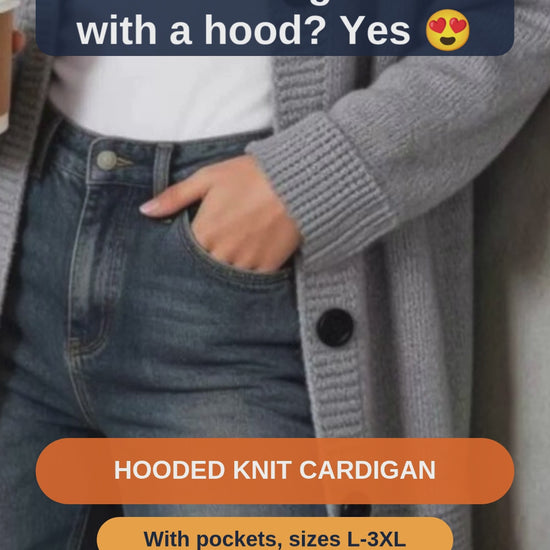 Plus Size Hooded Knit Cardigan with Pockets, L to 3XL - short video