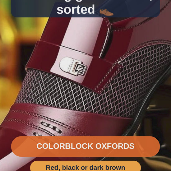 Men's Colorblock Oxford Dress Shoes, Red, Black or Brown - short video