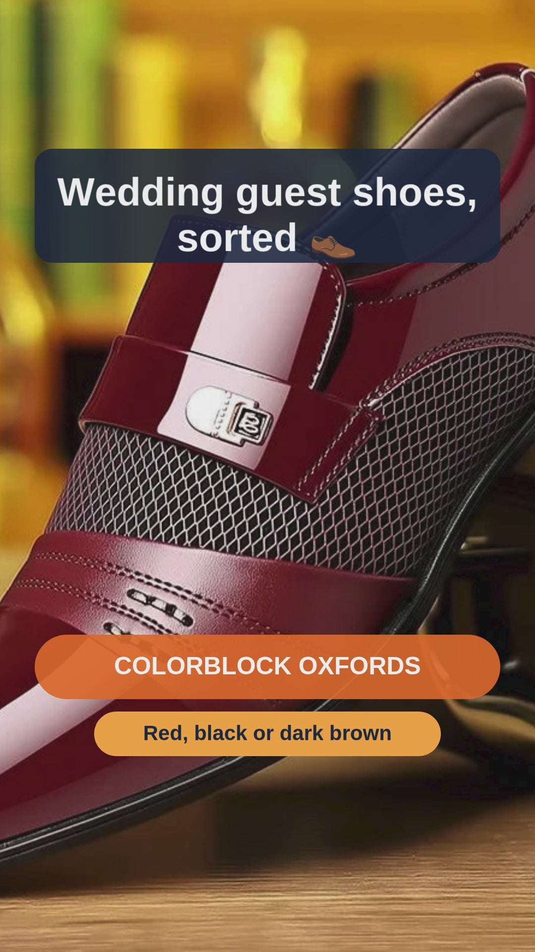 Men's Colorblock Oxford Dress Shoes, Red, Black or Brown - short video