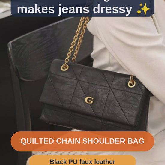 Quilted Shoulder Bag with Gold Chain Strap - short video