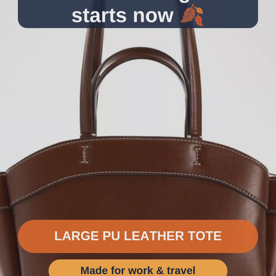 Large Maroon PU Leather Tote for Work and Travel - short video