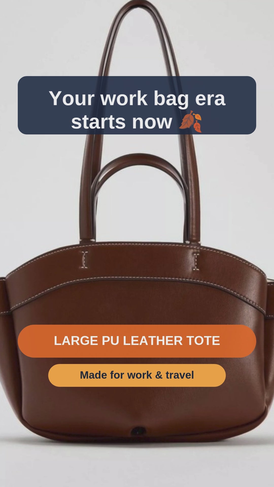 Large Maroon PU Leather Tote for Work and Travel - short video