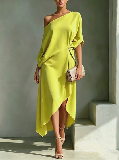 Full Size Asymmetrical One-Shoulder Drape Dress Plus Size